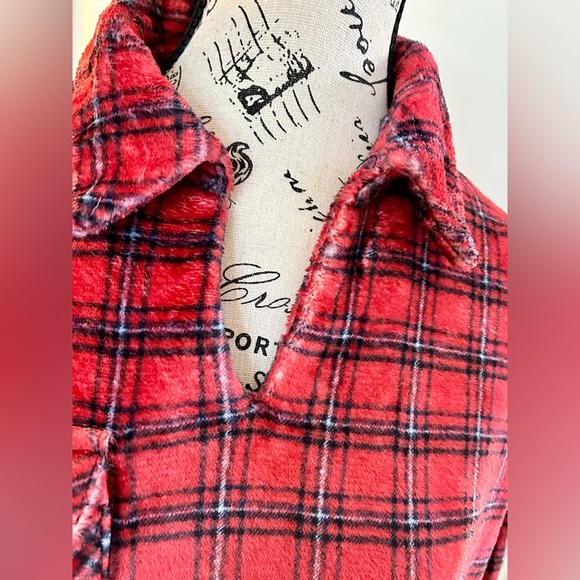 LUUKSE Buffalo Check Plaid V-Neck Fluffy Soft (PJ) Flannel Shirt Sz XL - Picture 4 of 12